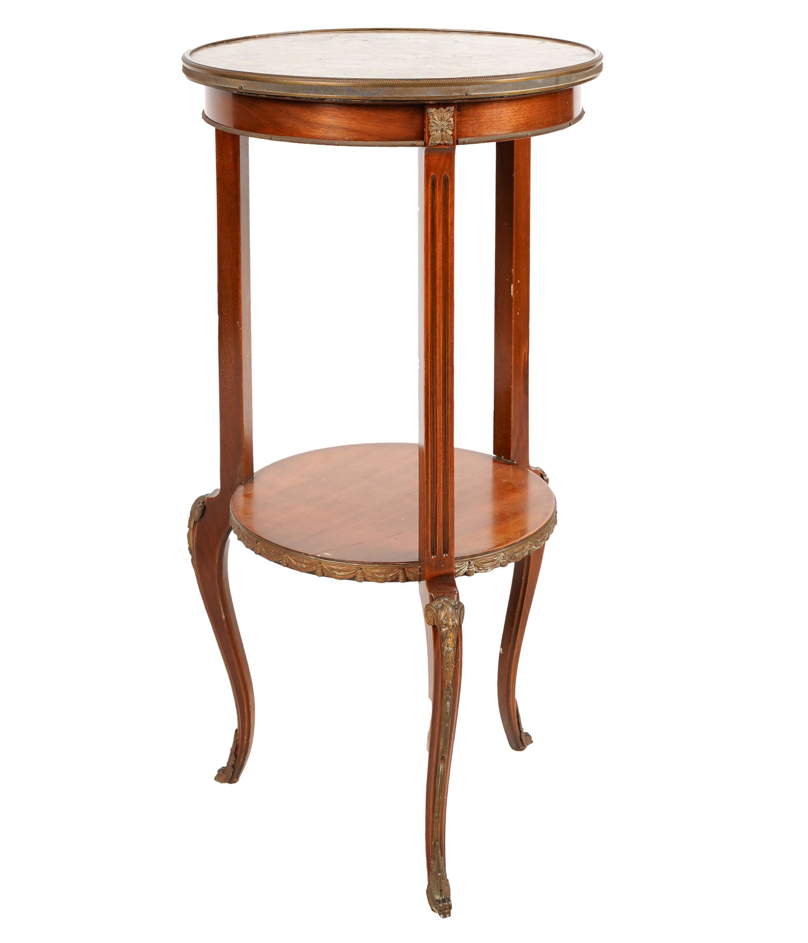 Louis XV-Style Marble-Top Gueridon: with gilt metal mounts 31 x 15 3/4 in. (78.74 x 40.01 cm.)