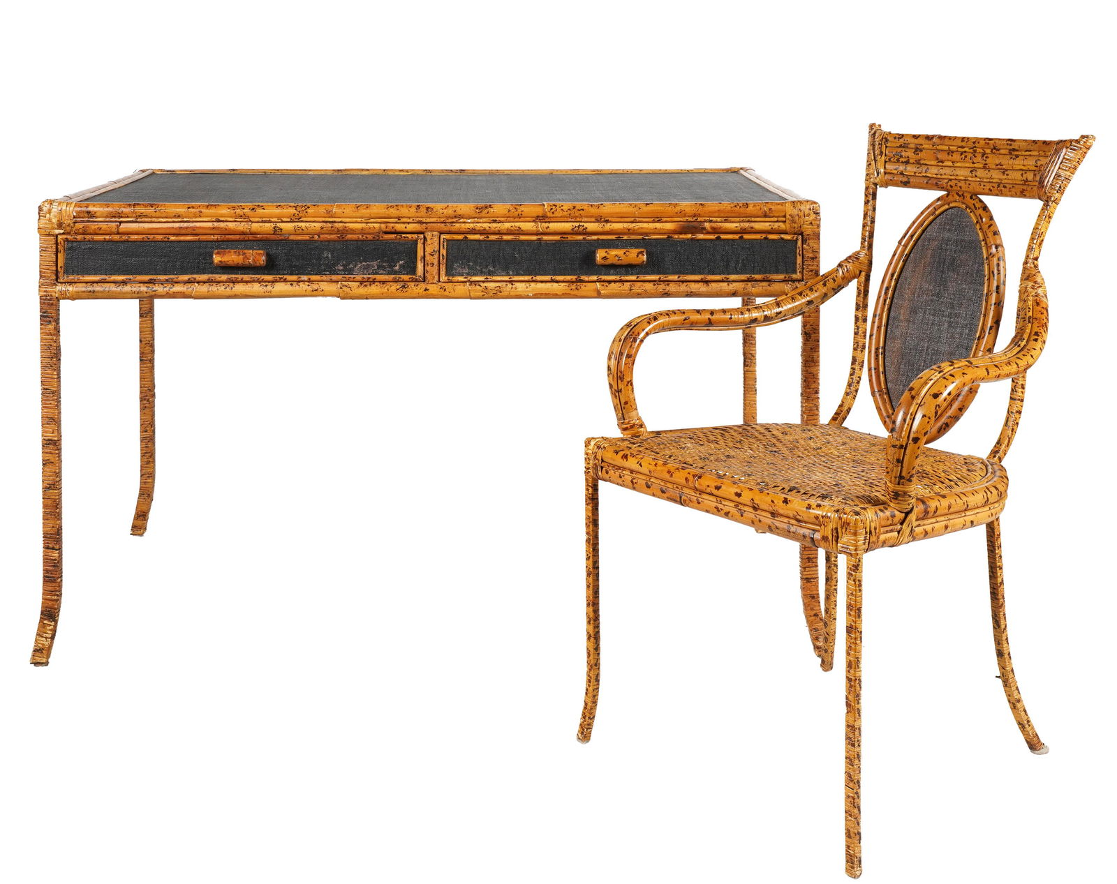 Lacquered Rattan and Bamboo desk & chair (1 of 11)