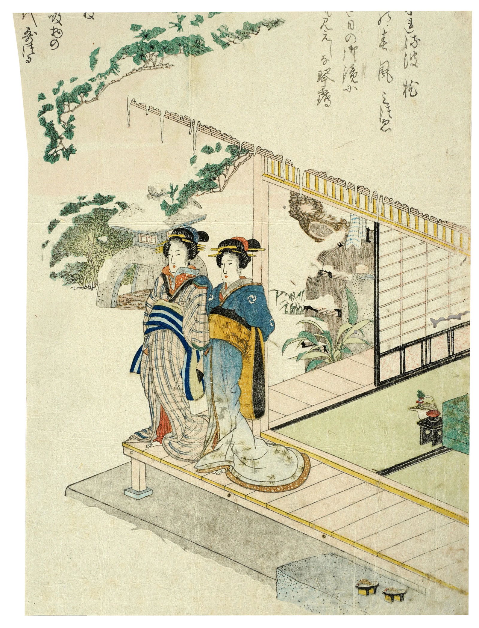 Japanese School (19th Century): Two Beauties on a Veranda (1 of 6)
