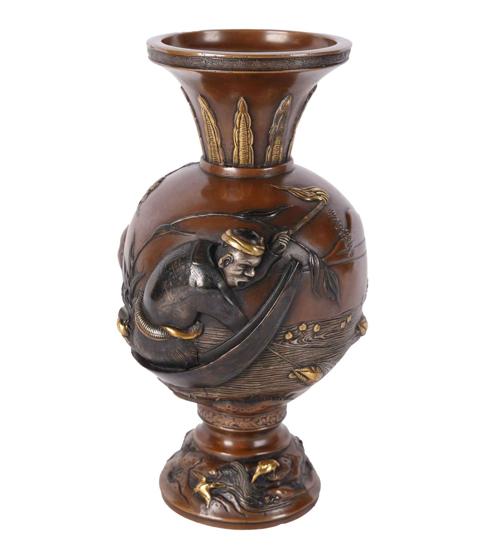 Japanese Patinated and Gilt Bronze Vase (1 of 9)