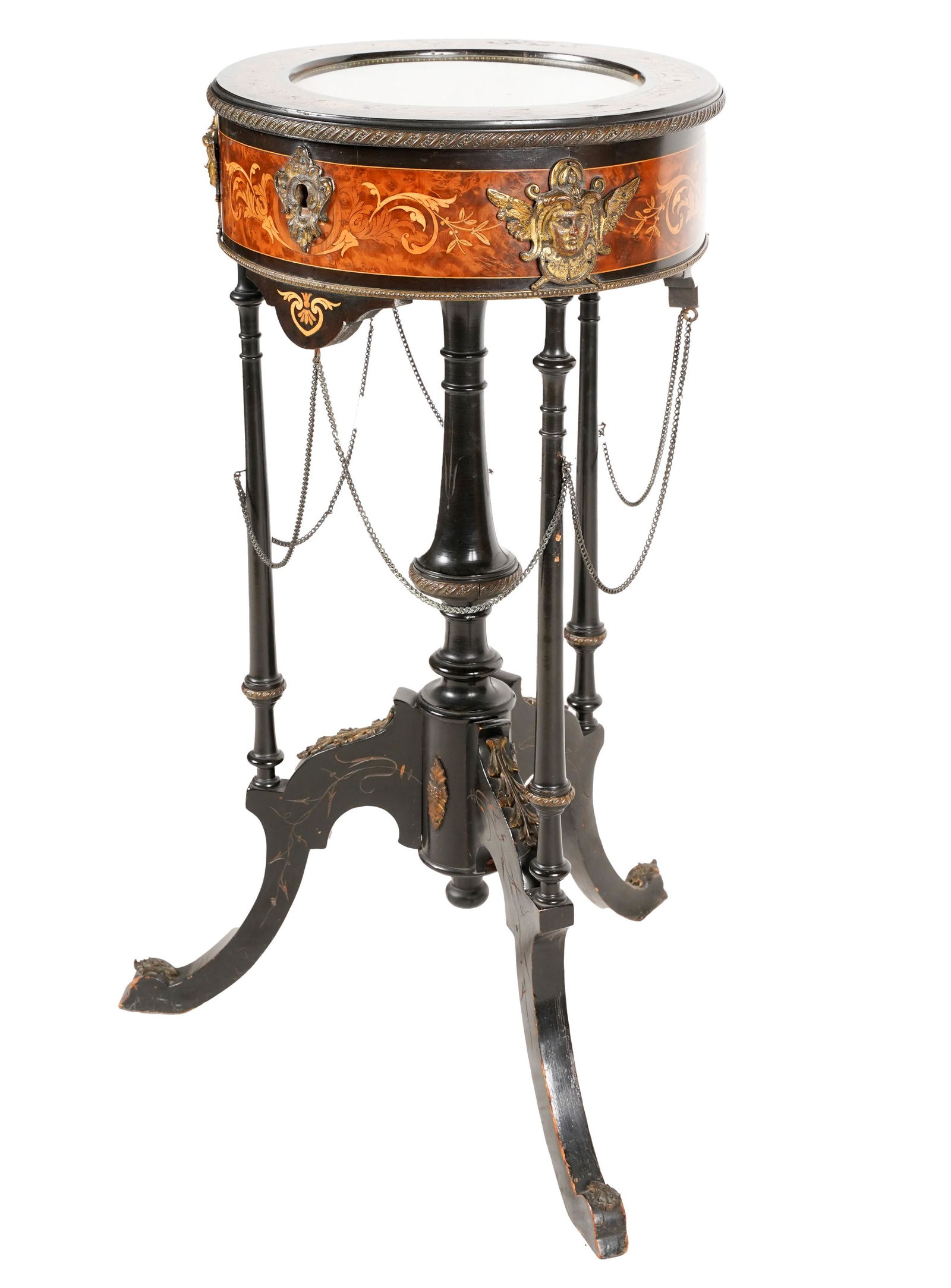 Marquetry and Ebonized Vitrine Table (1 of 9)