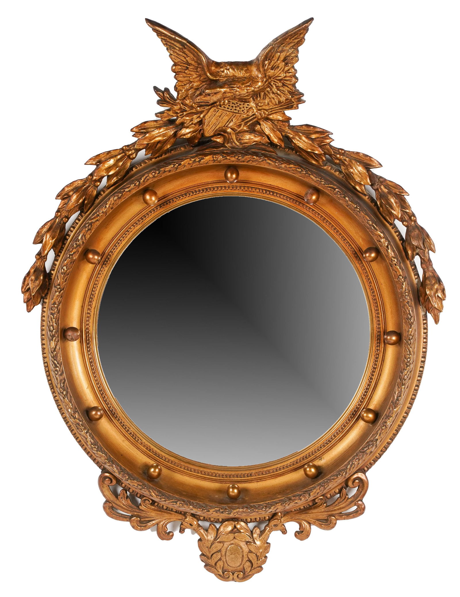 Federal-Style Carved Giltwood Convex Mirror (1 of 6)