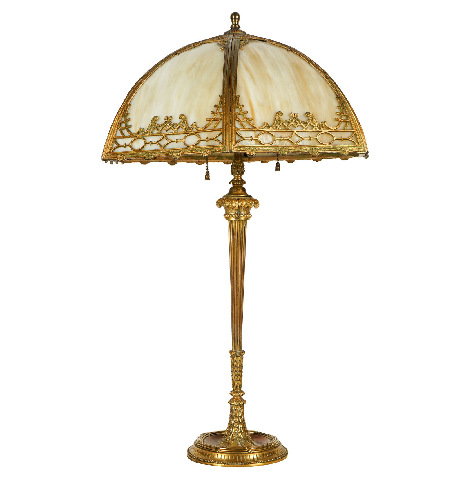 Slag Glass & Gilt Metal Table Lamp (1 of 10)