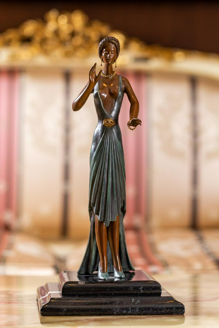 Larry Flynt Art Deco-Style Figure of a Woman in Green Gown (1 of 13)