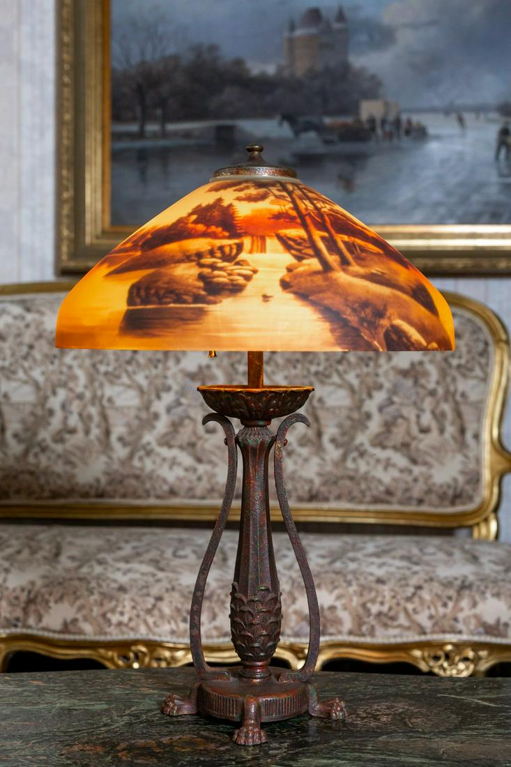 Larry Flynt Orange Reverse Painted Table Lamp (1 of 14)