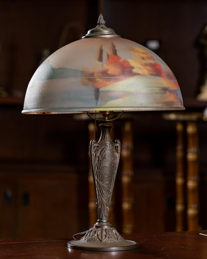 Larry Flynt Handel-Style Reverse-Painted Glass Table Lamp (1 of 11)