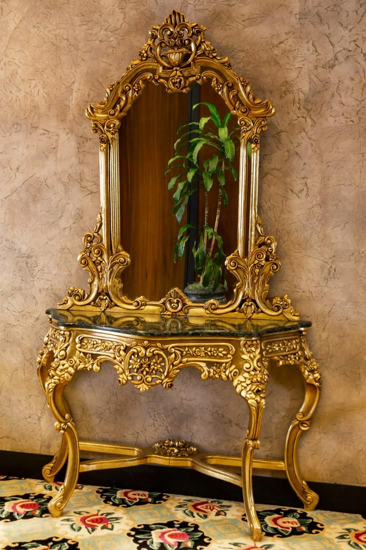 Larry Flynt Marble-Top Console Table and Mirror (1 of 11)