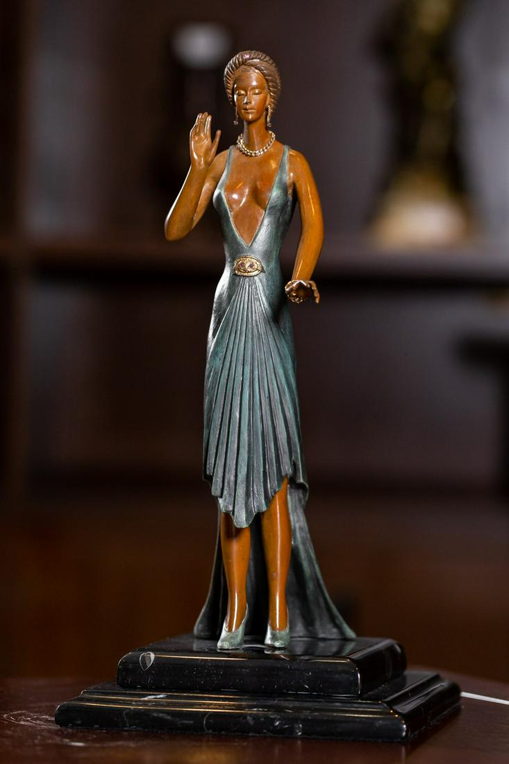 Larry Flynt Art Deco-Style Figure of a Woman in Green Gown (1 of 11)