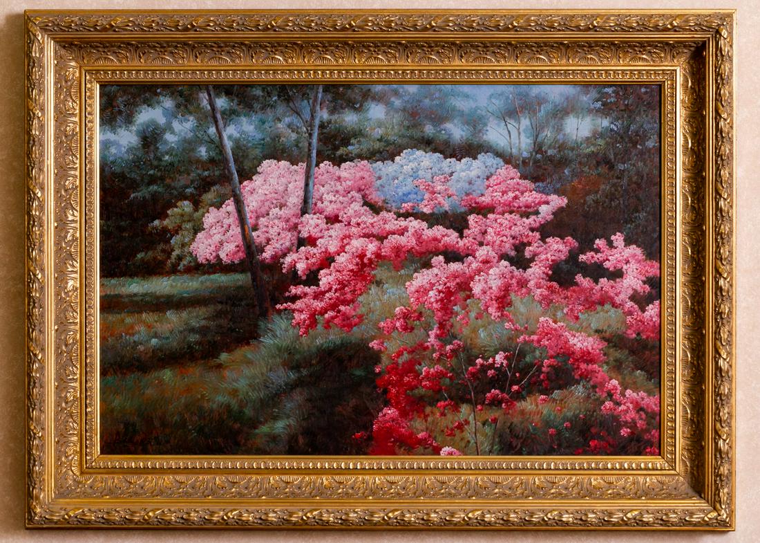 Larry Flynt Late 20th Century: Landscape with Pink and Blue Flowers (1 of 9)