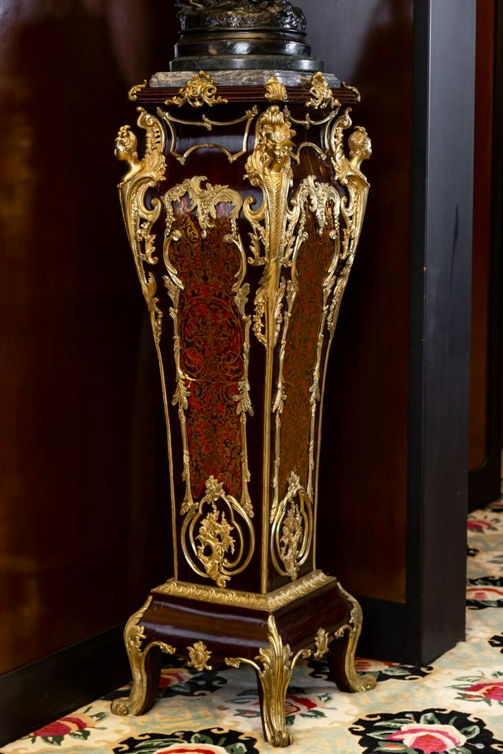 Larry Flynt Pair of Boulle-Style Marble-Top Pedestals (1 of 16)