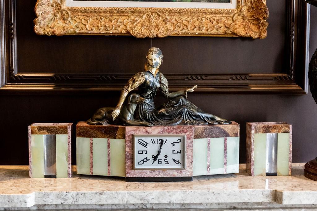 Larry Flynt Art Deco-Style Three-Piece Clock Garniture (1 of 8)