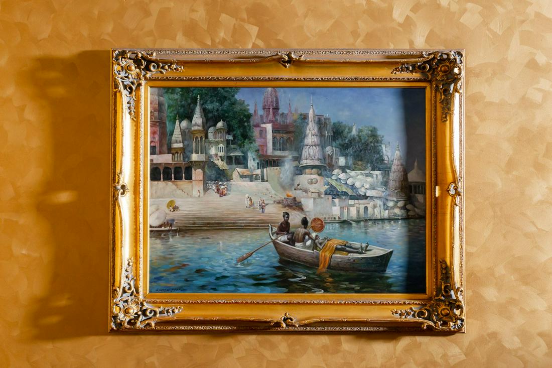 Larry Flynt Late 20th Century: Southeast Asia River Scene: oil on canvas; signed "Harry Hopper" lower left 30 x 40 in. (76.2 x 101.6 cm.), 40 1/2 x 50 1/2 in. (102.9 x 128.3 cm.) frame