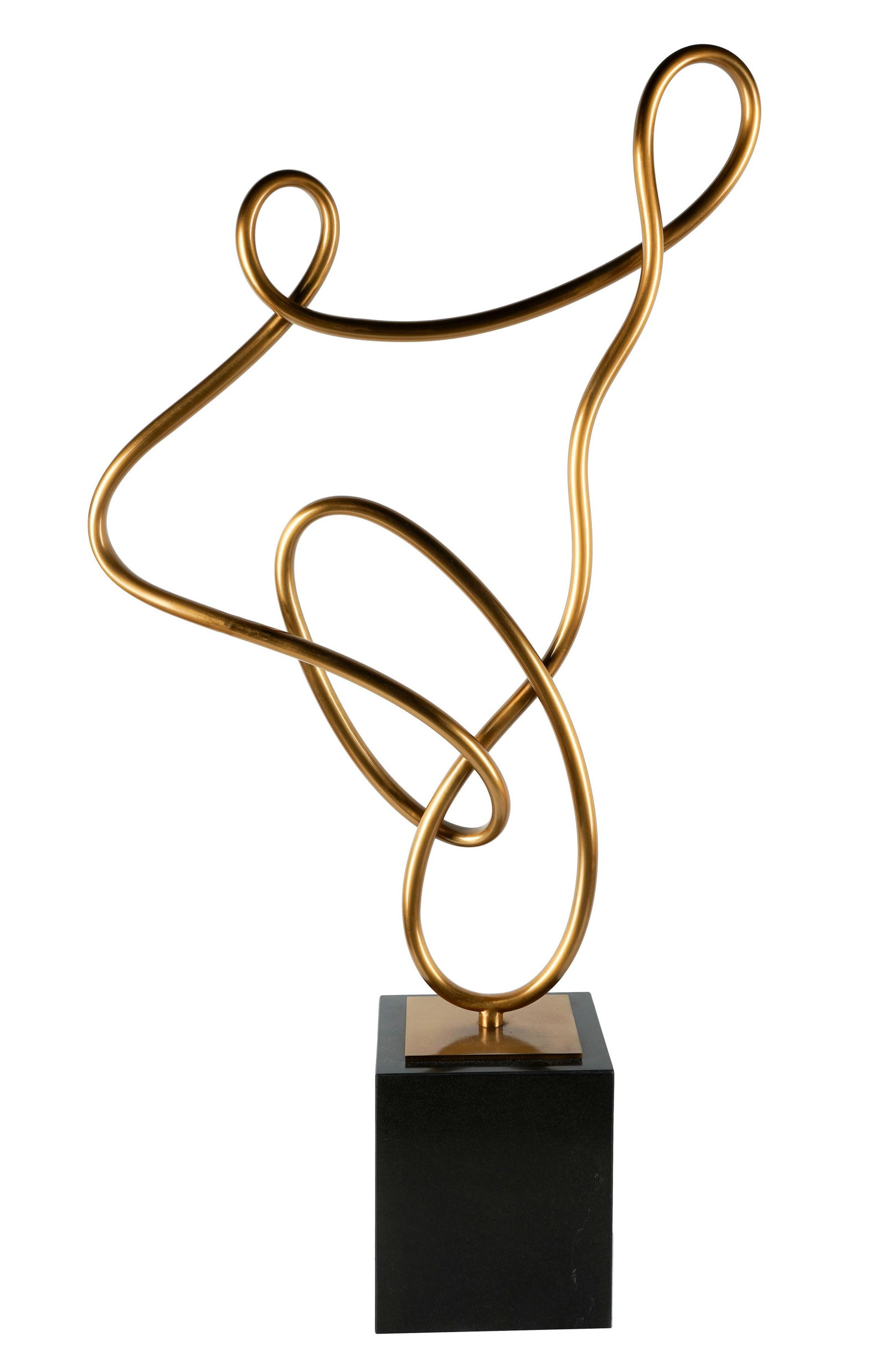 Abstract Metal Sculpture: mounted to an ebonized wood base; "Utte Vittorio" and "Made in China" adhesive labels to underside overall: 43 1/4 x 23 1/2 x 8 in. (109.9 x 59.7 x 20.3 cm.)