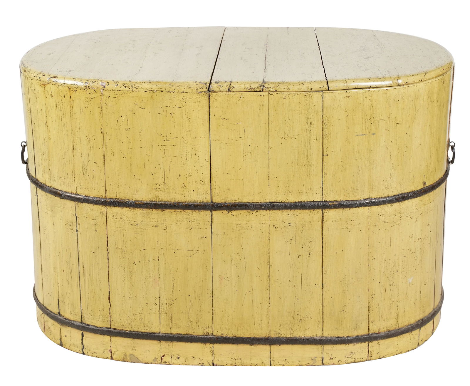 Iron-Bound Yellow Painted Wood Bin (1 of 8)
