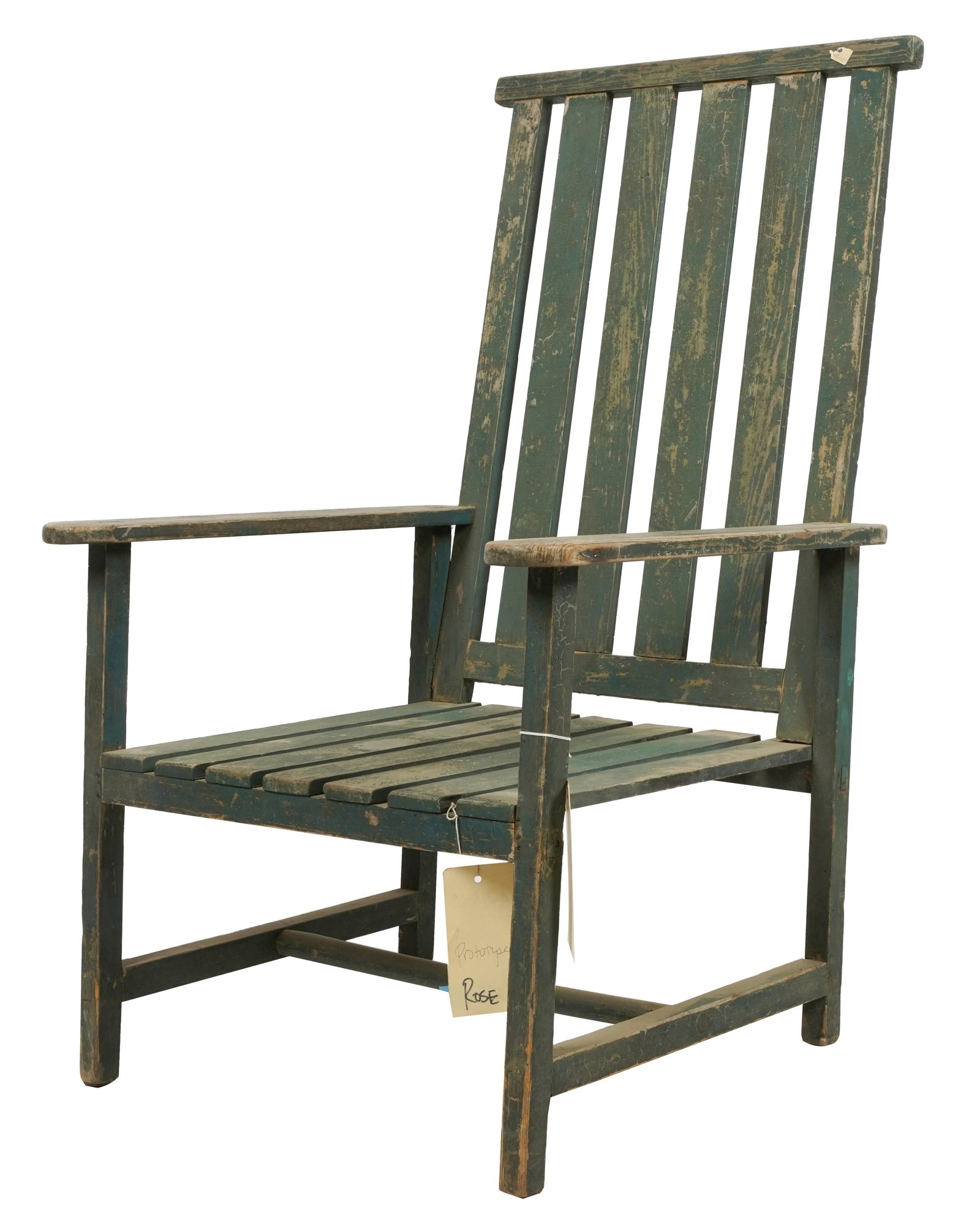 Rose Tarlow Melrose House Proto #10 chair: green-painted wood 43 1/2 x 26 x 29 in. (110.5 x 66 x 73.7 cm.), seat height: 14 in. (35.6 cm.)