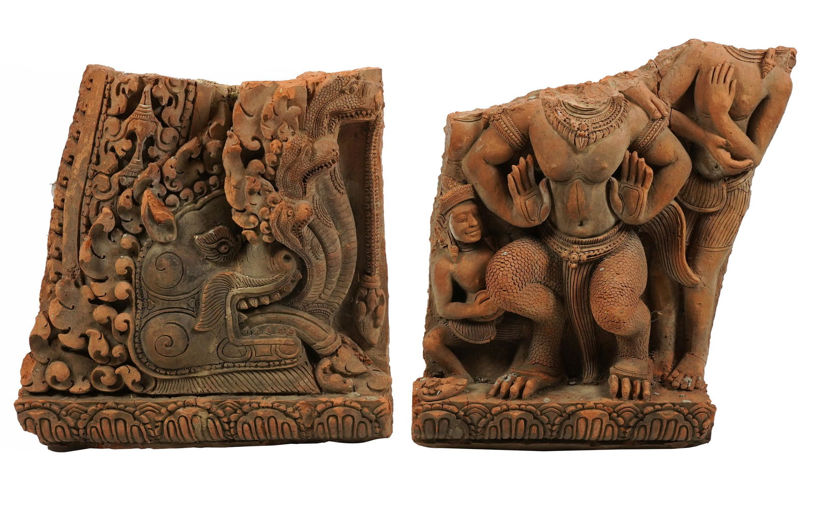 Two Indian or Southeast Asian Terracotta Temple Fragments (1 of 9)