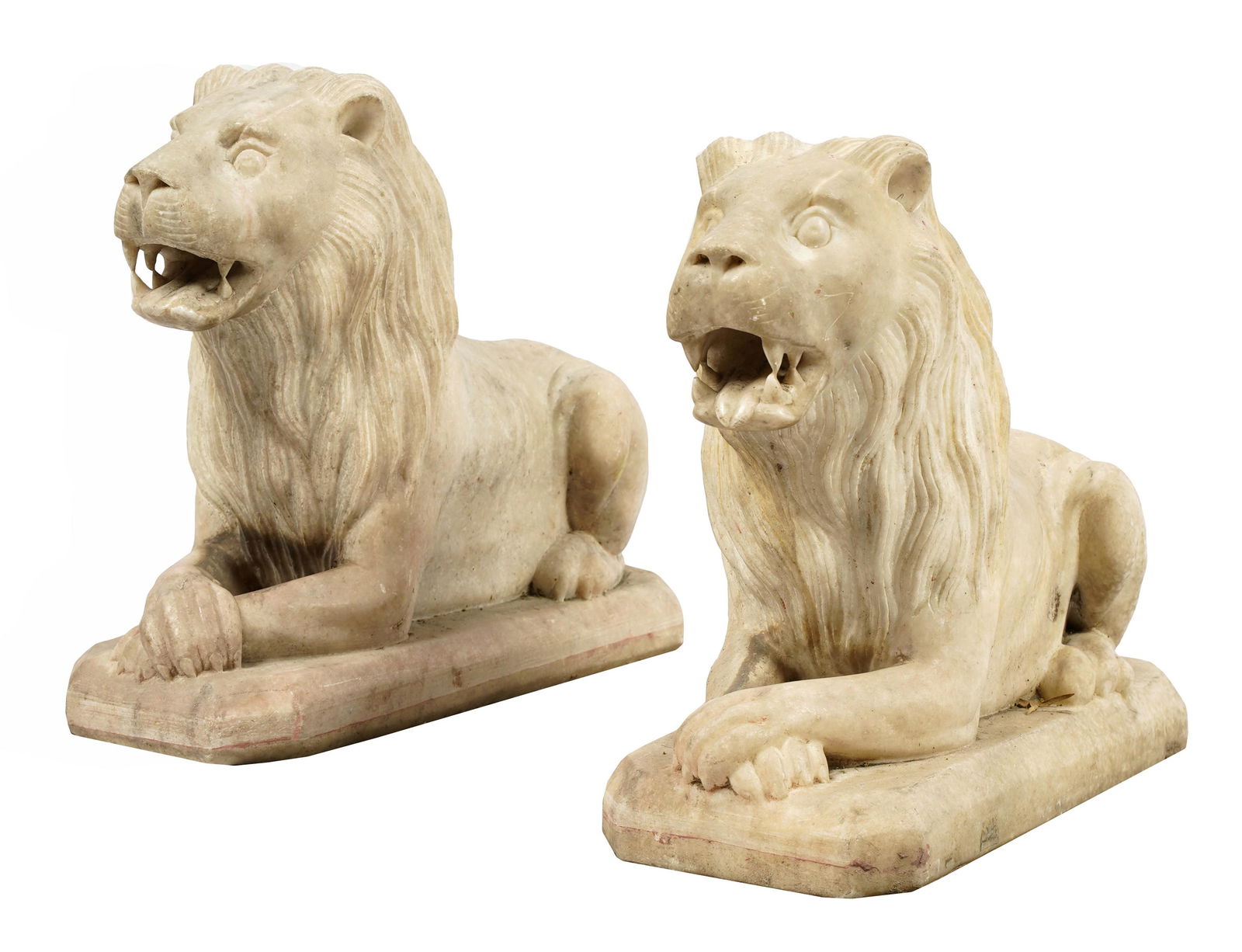 Pair of Carved Marble Lion Figures (1 of 9)