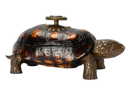 Anthony Redmile (20th century): Turtle Box: bronze; signed; 7 x 14 x 7 in. (17.8 x 35.6 x 17.8 cm.) Provenance: Property from an Estate, Beverly Hills CA, the house designed by architect Bud Ashton, the interior designed by Paul Ferrante in 196