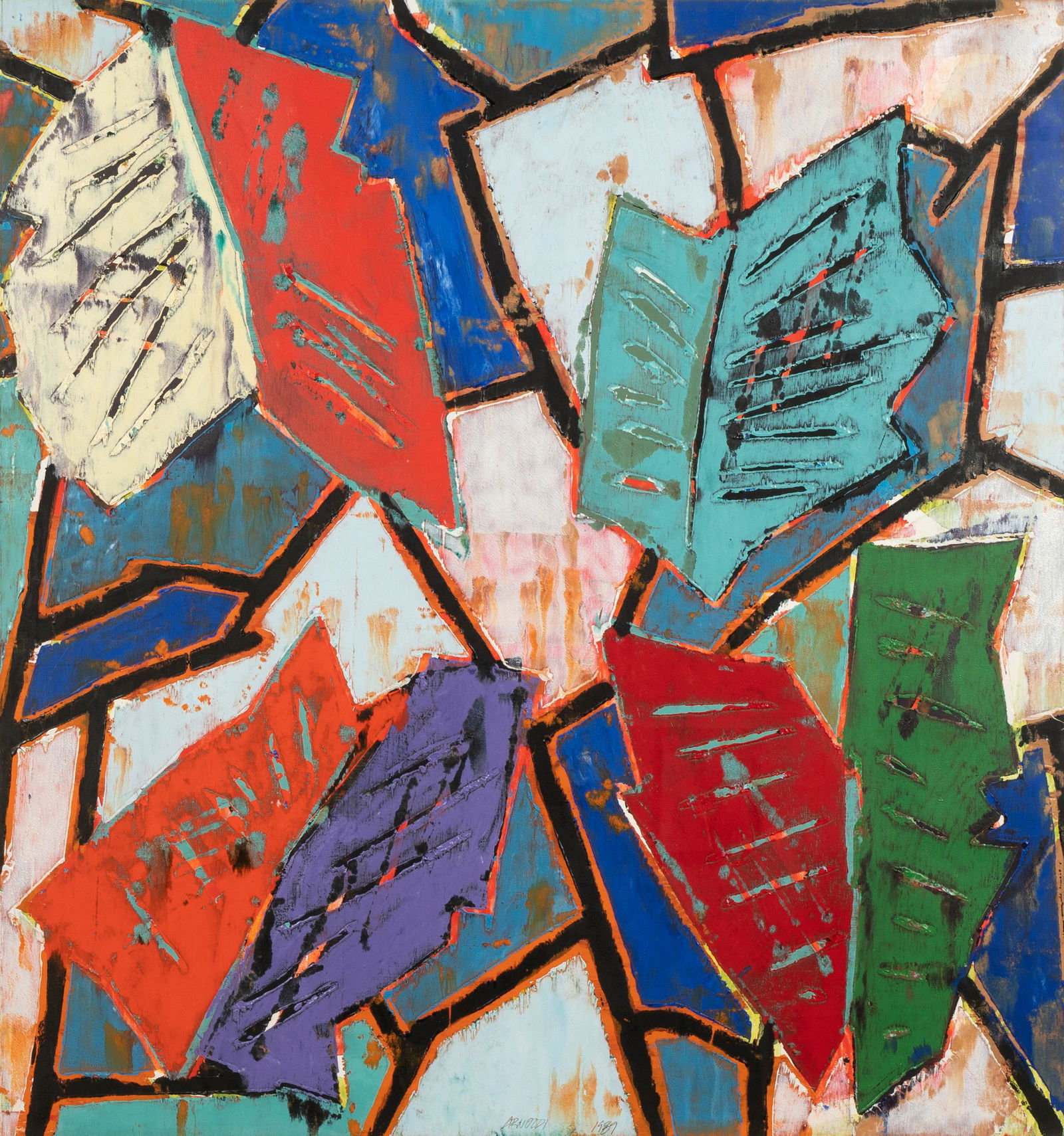 Charles Arnoldi (American B. 1946): Untitled: 1989; monotype, framed floating under acrylic; signed and dated lower center 45 x 42 in. (114.3 x 106.7 cm.) sheet, 53 1/2 x 50 1/2 in. (135.9 x 128.3 cm.) frame Provenance: Property from a Prominent