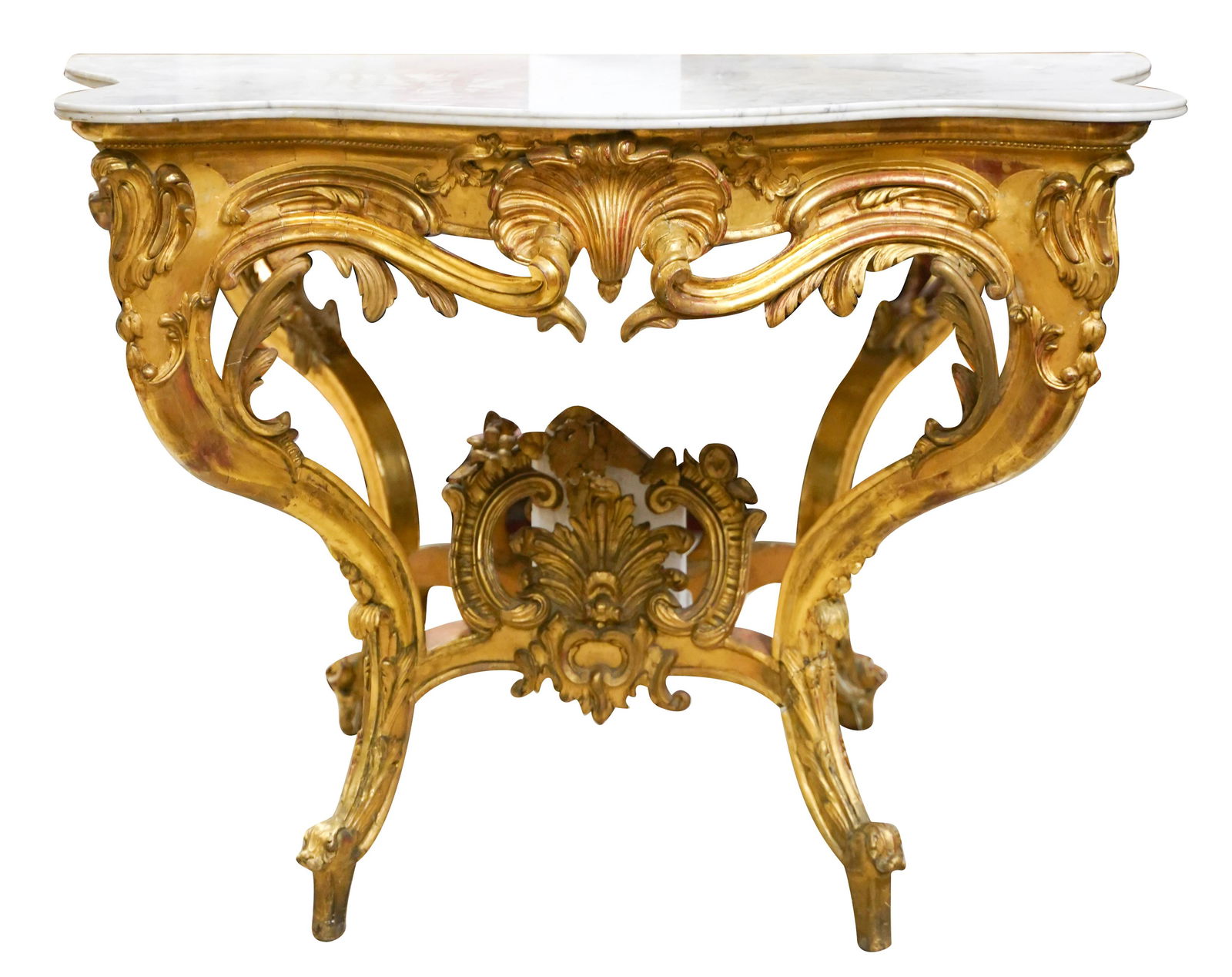 Rococo-Style Marble and Giltwood Console Table (1 of 9)