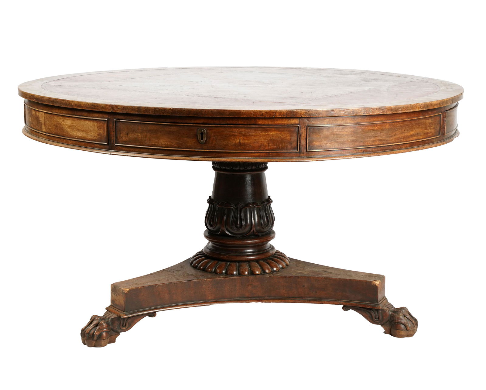 English Mahogany and Leather Drum Table (1 of 9)