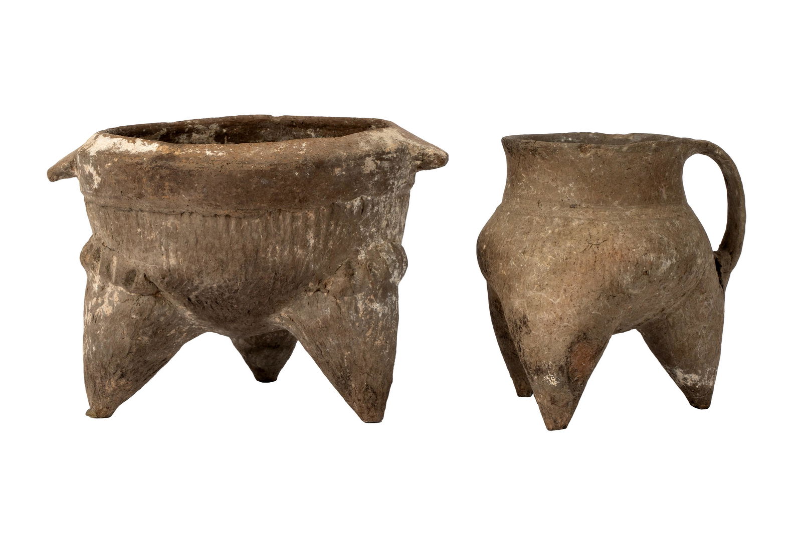 Two Chinese Neolithic Footed Grey Ceramic Vessels (1 of 11)
