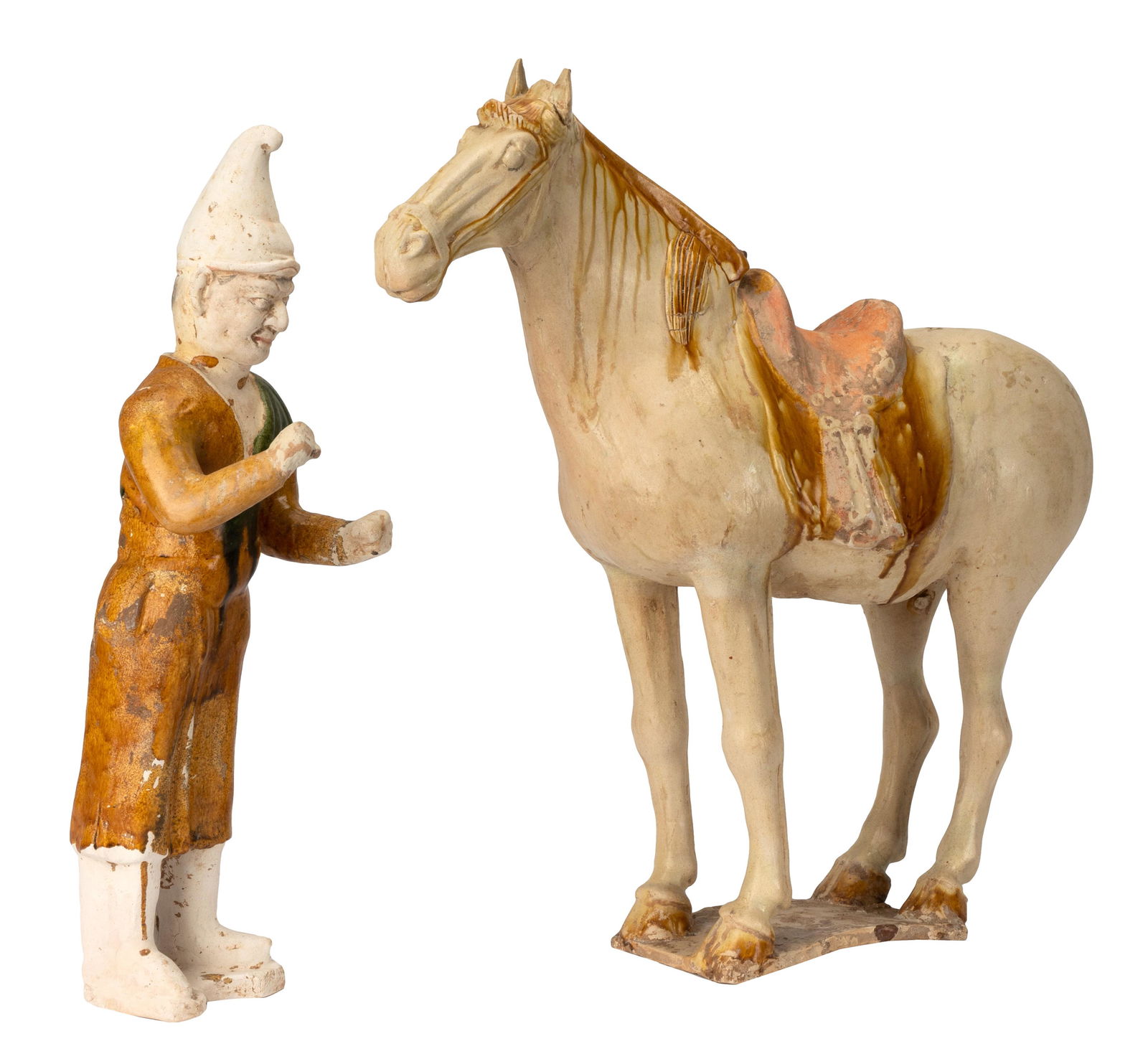 Tang Dynasty Earthenware Horse and Groom Figures (1 of 19)