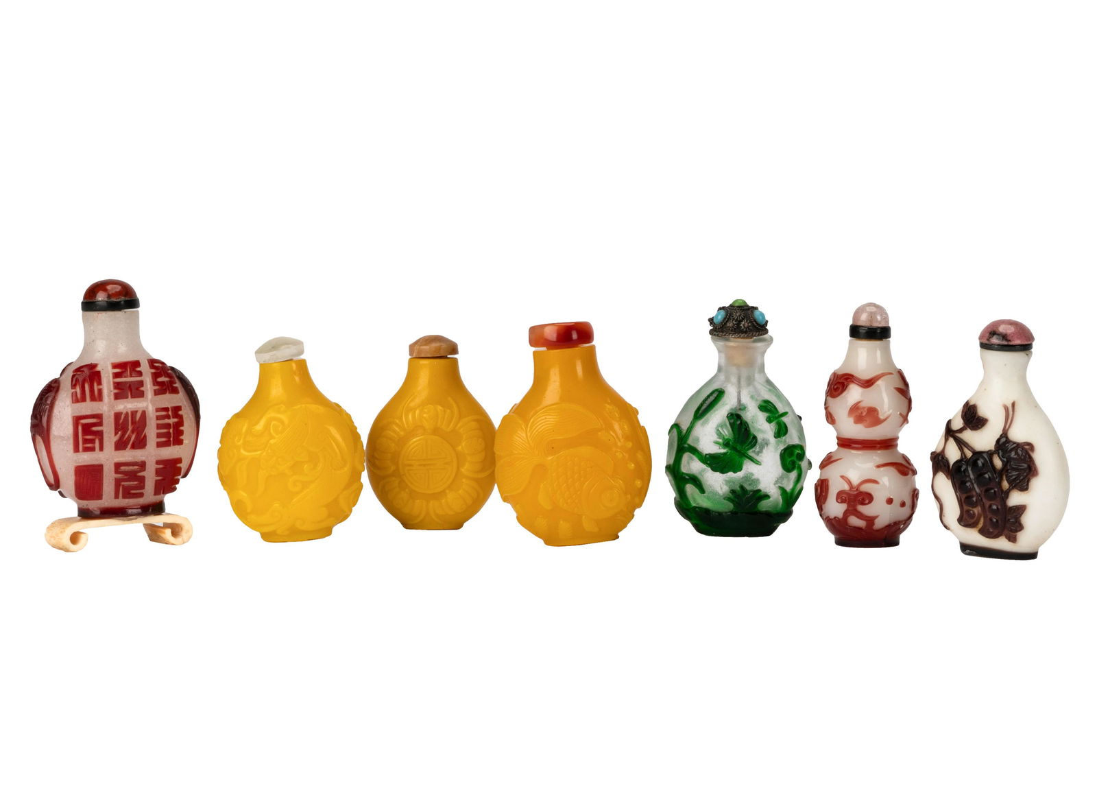 Seven Chinese Peking Glass Snuff Bottles (1 of 18)