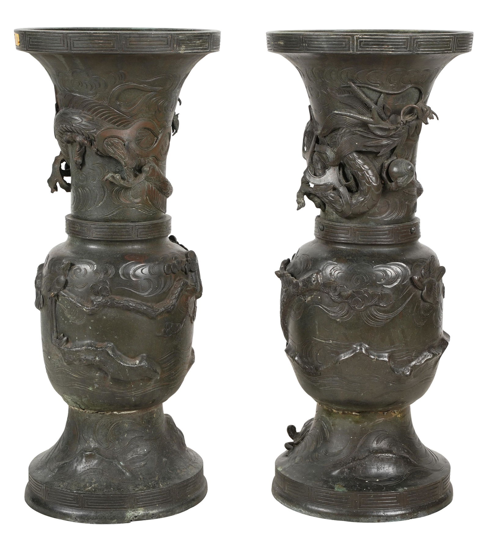 Pair of Japanese Bronze Temple Urns (1 of 13)