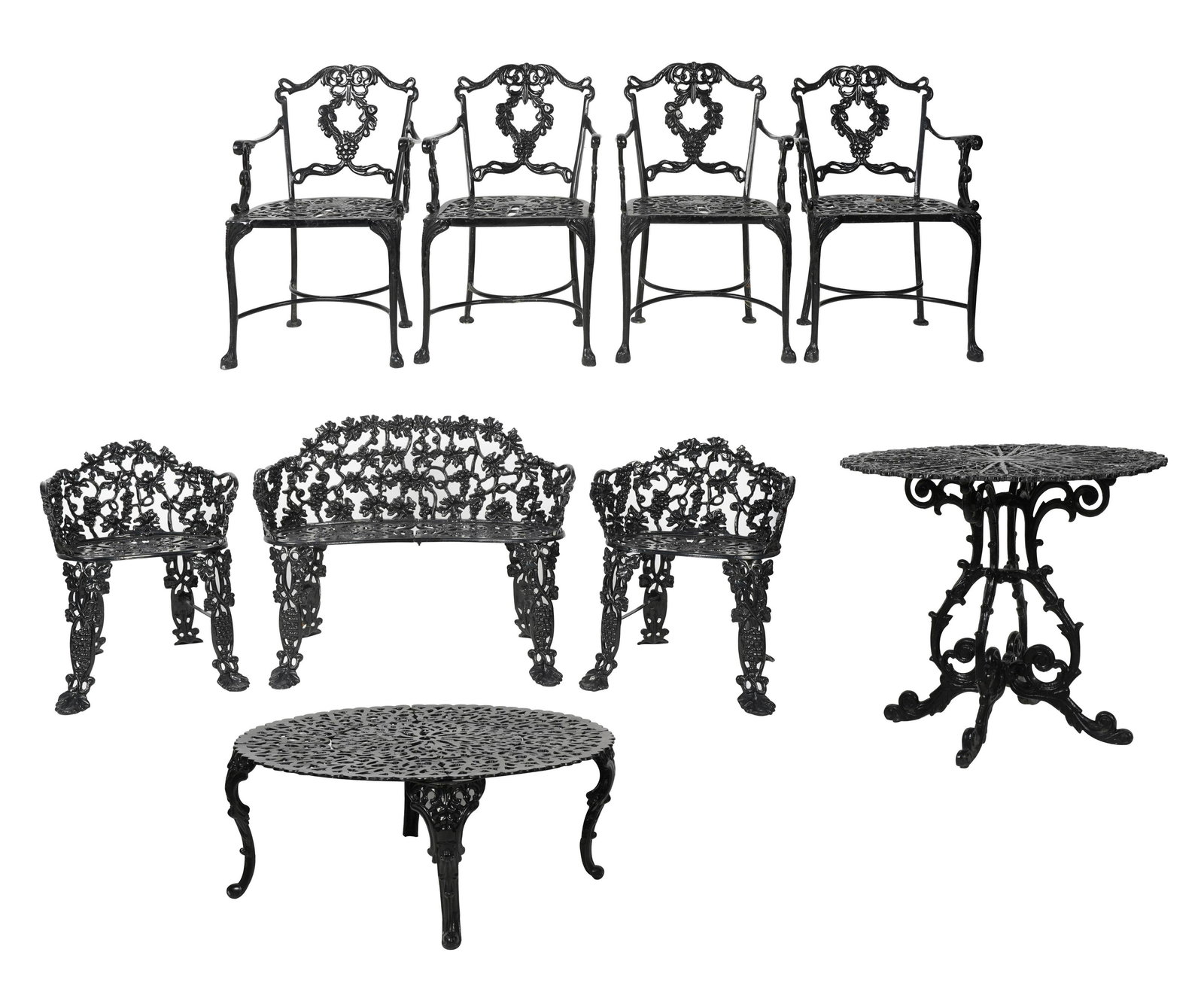 Assembled Group of Black Painted Metal Patio Furniture (1 of 20)