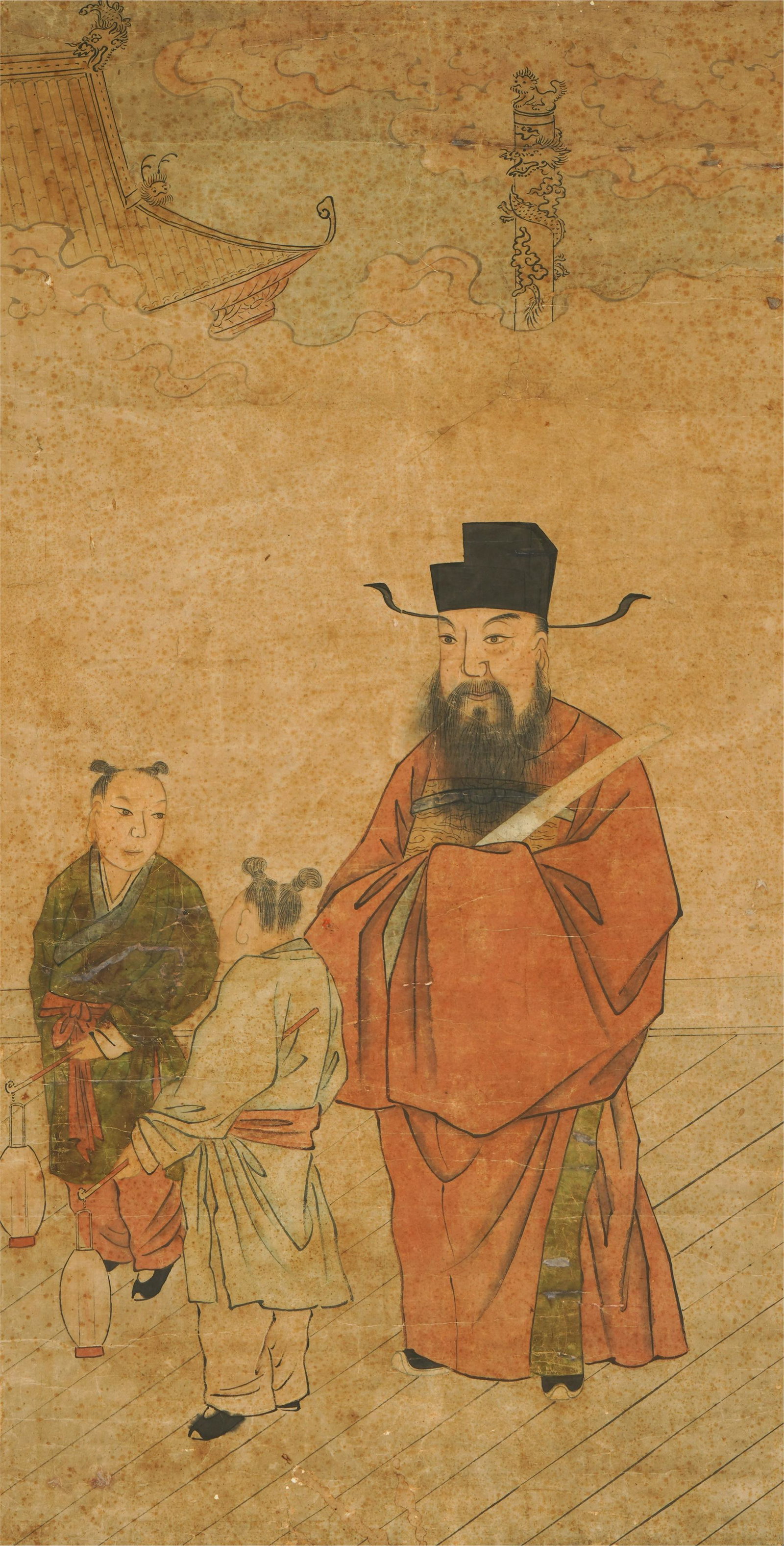 Framed Chinese Scroll Painting of an Elder (1 of 13)