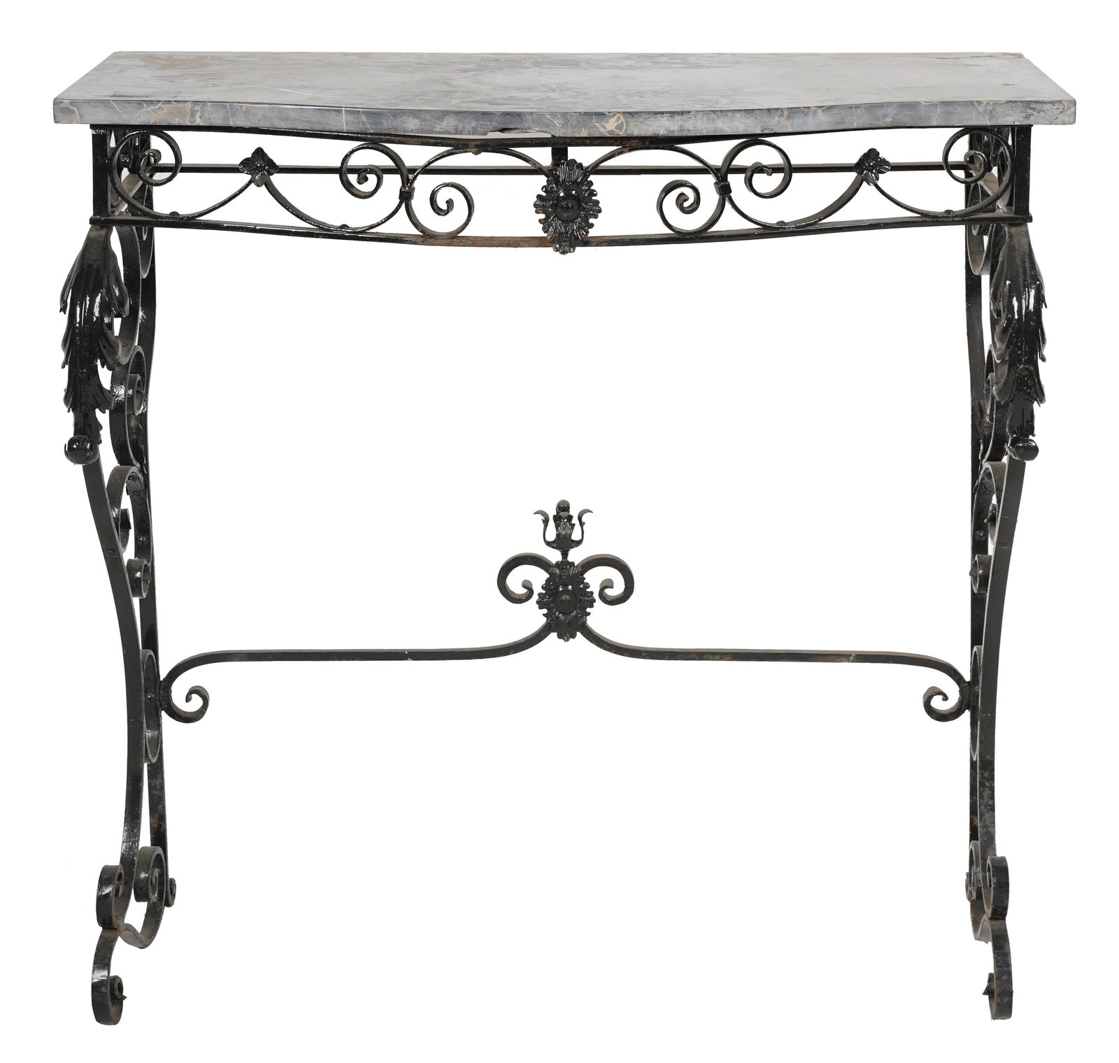 Black Painted Iron and Marble Top Side Table (1 of 9)
