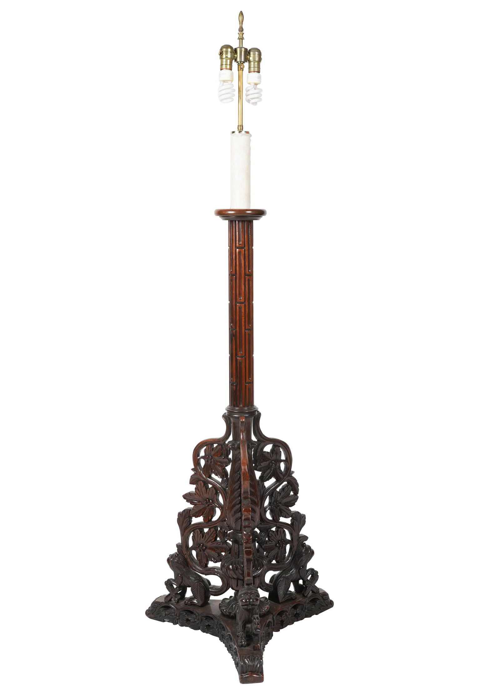 Chinese Carved Wood Floor Lamp (1 of 9)