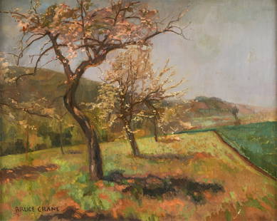 Bruce Crane (1857-1937): Landscape: oil on canvas; signed lower left 27 x 34 in. (68.58 x 86.36 cm.), 33 x 40 in. (83.82 x 101.60 cm.) frame