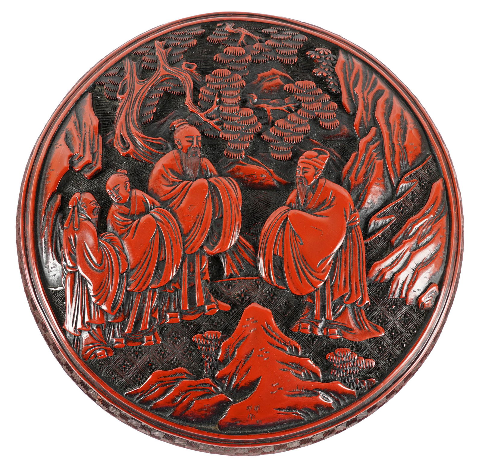 Chinese Round Cinnabar Box (1 of 11)