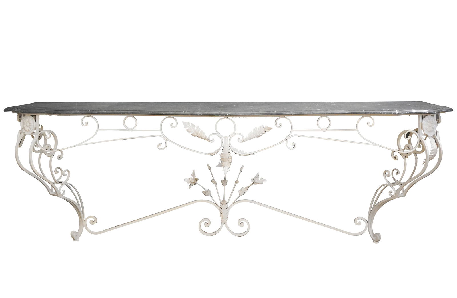 Marble and White-Painted Iron Console Table (1 of 13)