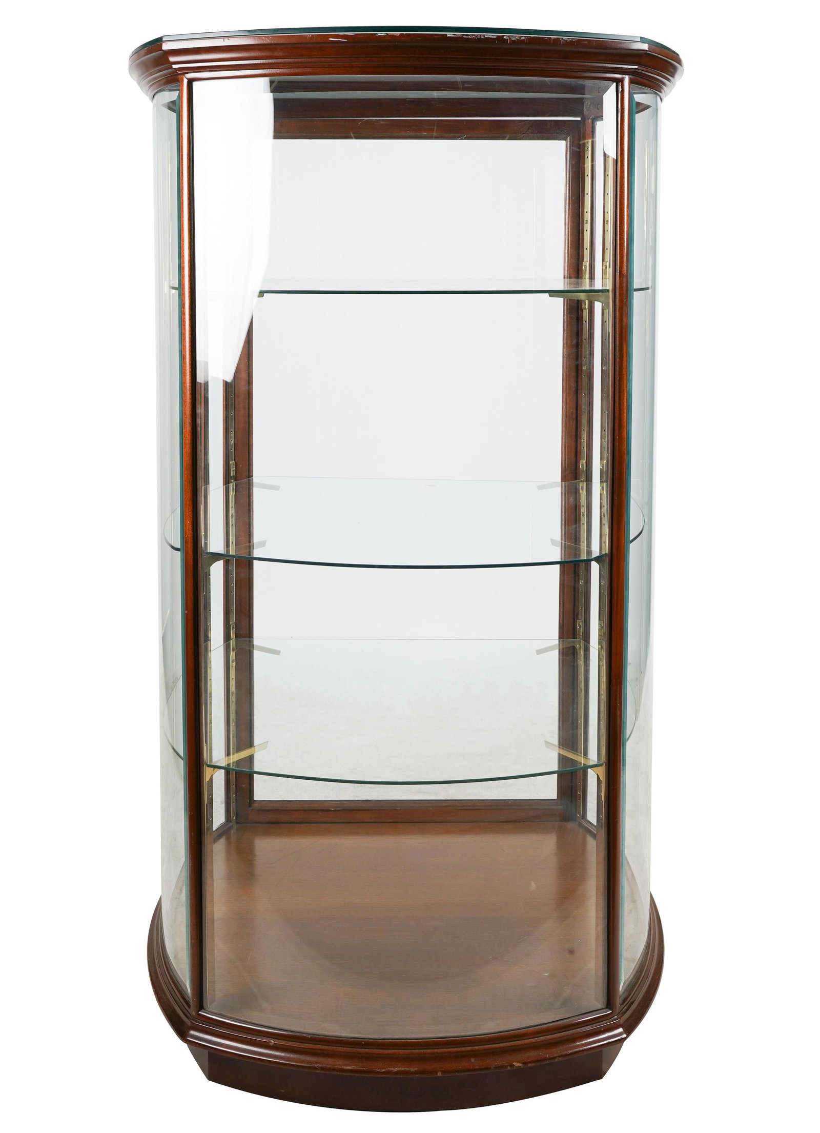 Wood and Glass Display Case: with three glass shelves 66 x 30 x 32 in. (167.6 x 76.2 x 81.3 cm.)