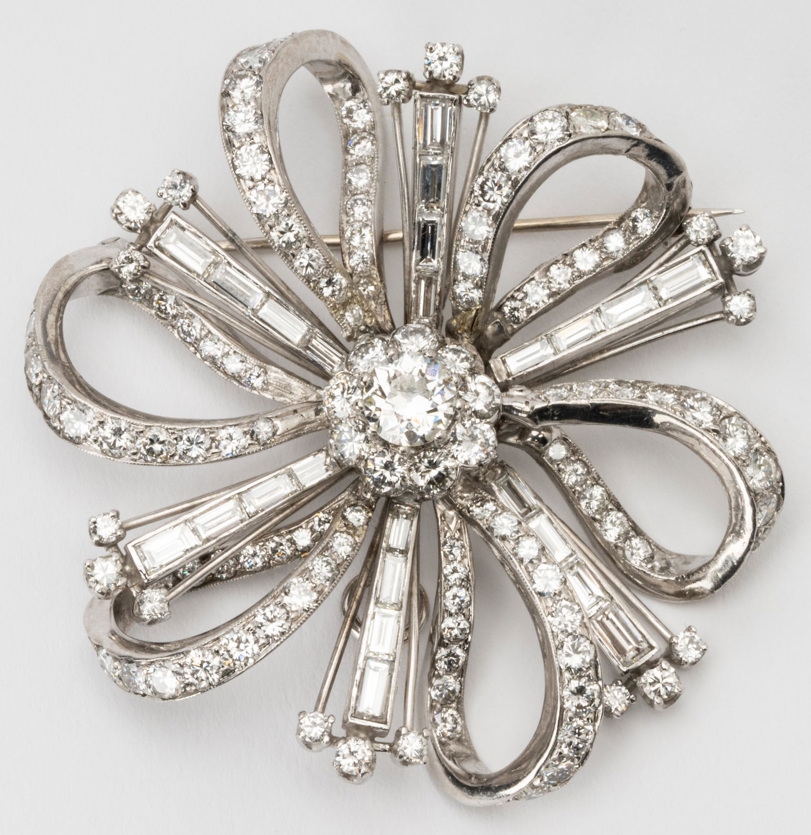 Platinum Diamond Flower Brooch (1 of 7)