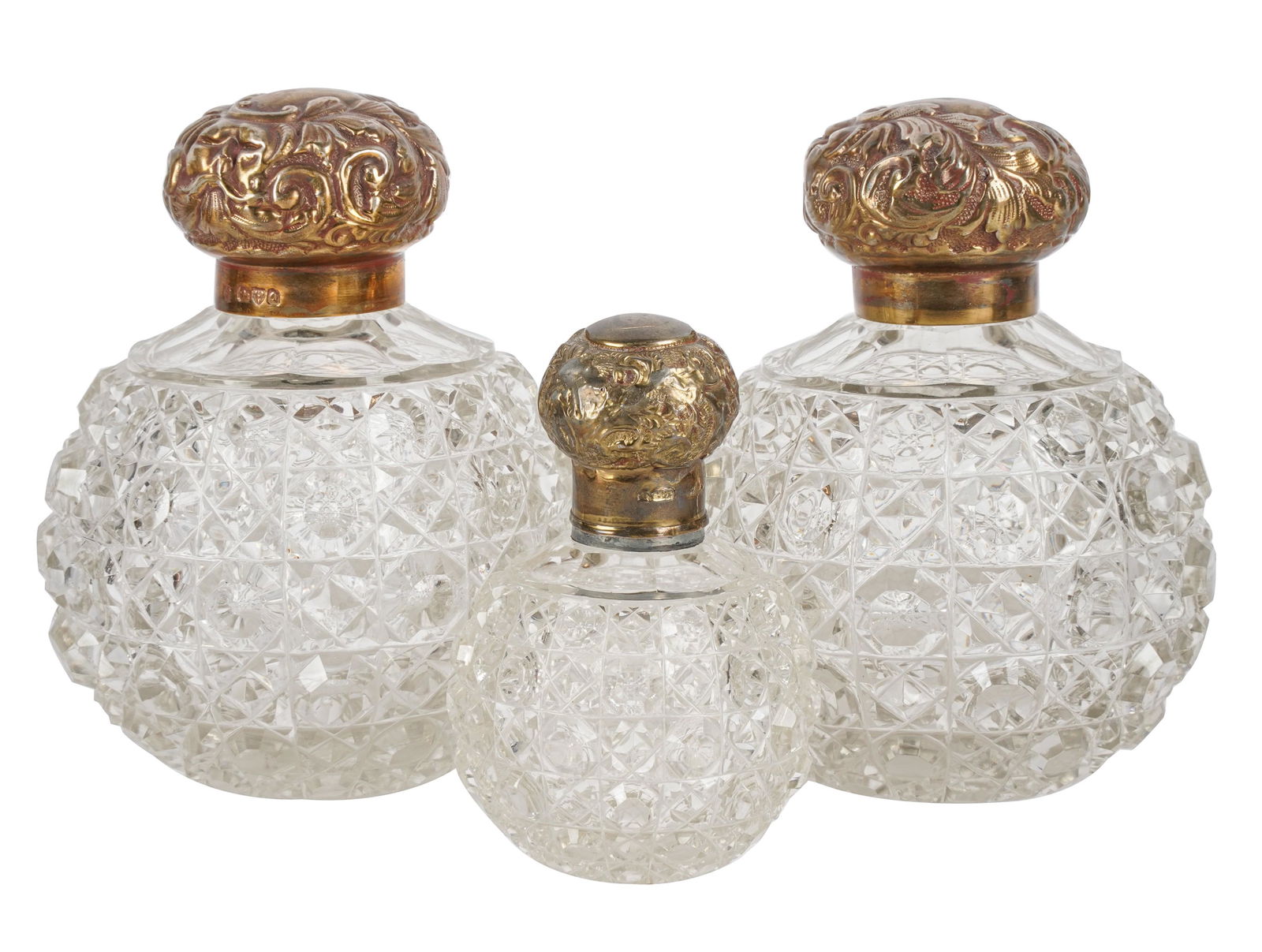 Three English Sterling-Mounted Cut-Glass Vanity Jars (1 of 10)