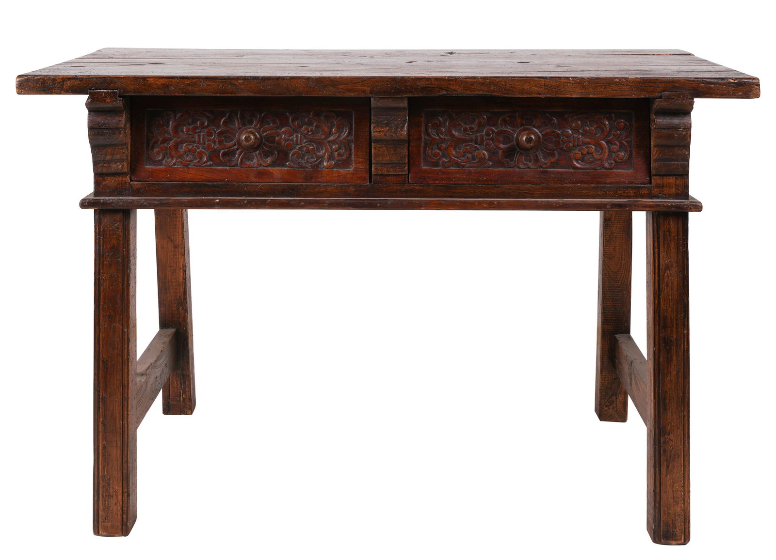 Spanish Revival-Style Stained Wood Side Table (1 of 8)