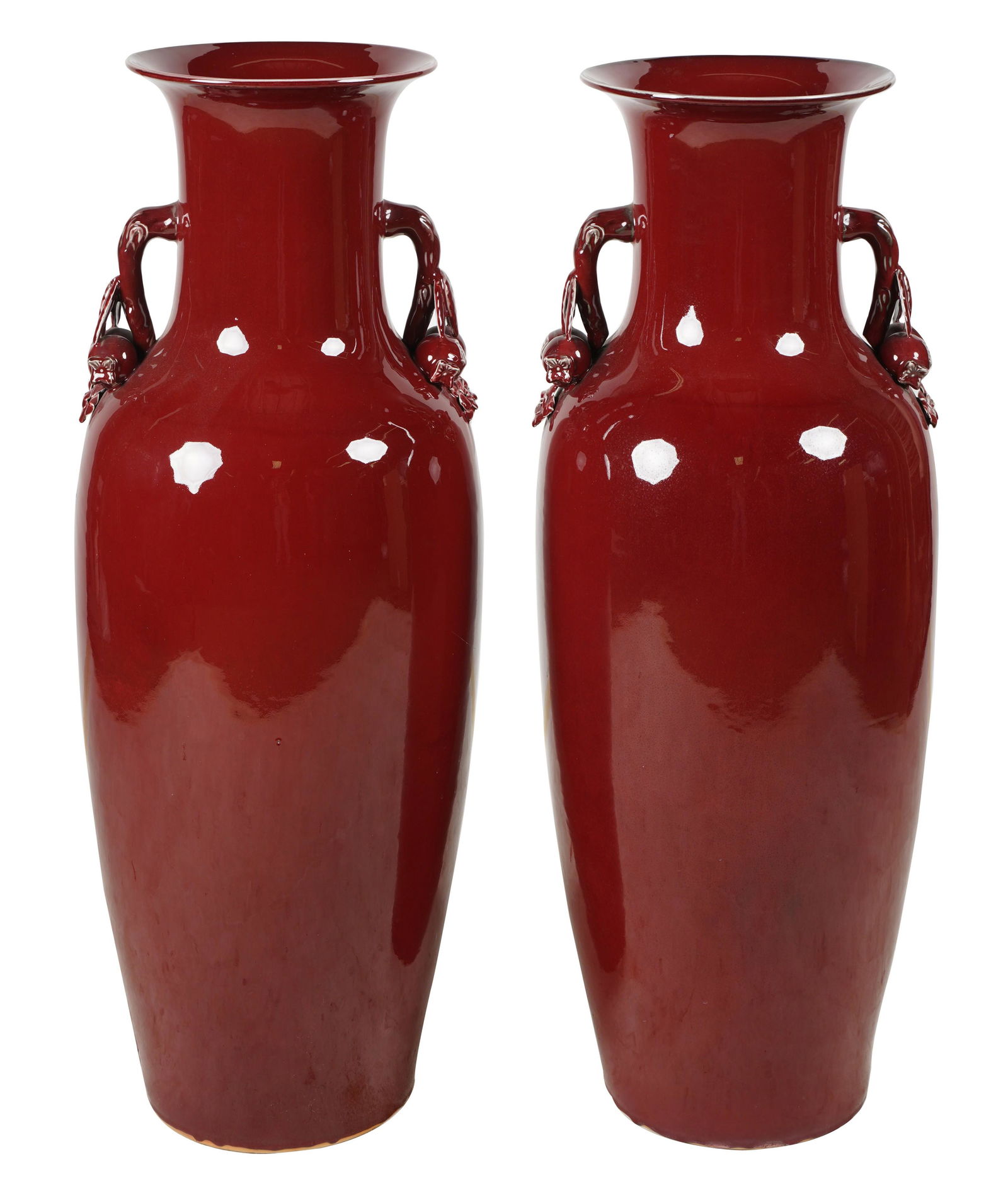 Pair of Large Chinese Sang-de-Boeuf Porcelain Floor Vases (1 of 10)