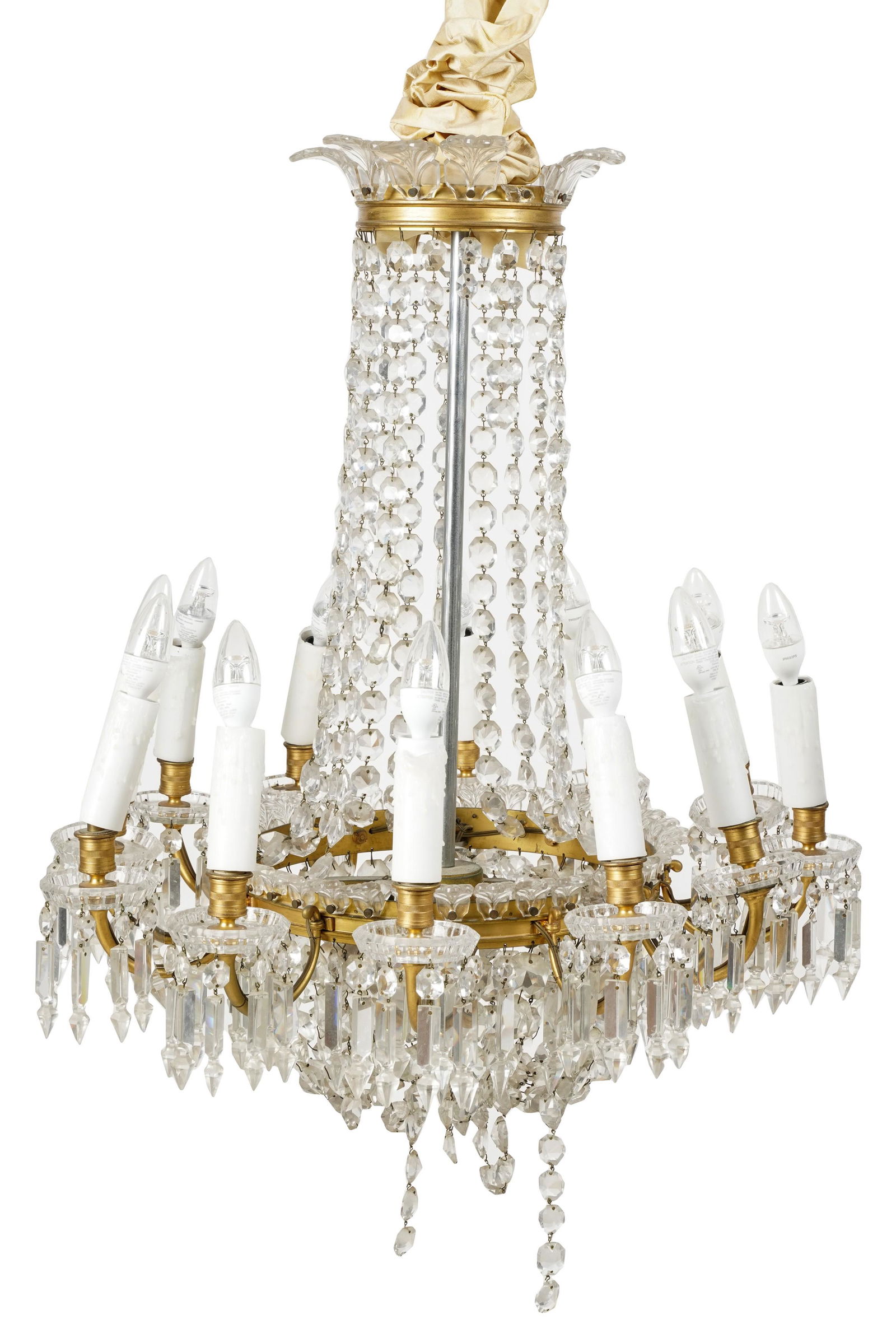 Baccarat Glass and Gilt Metal 12-Light Chandelier (1 of 10)
