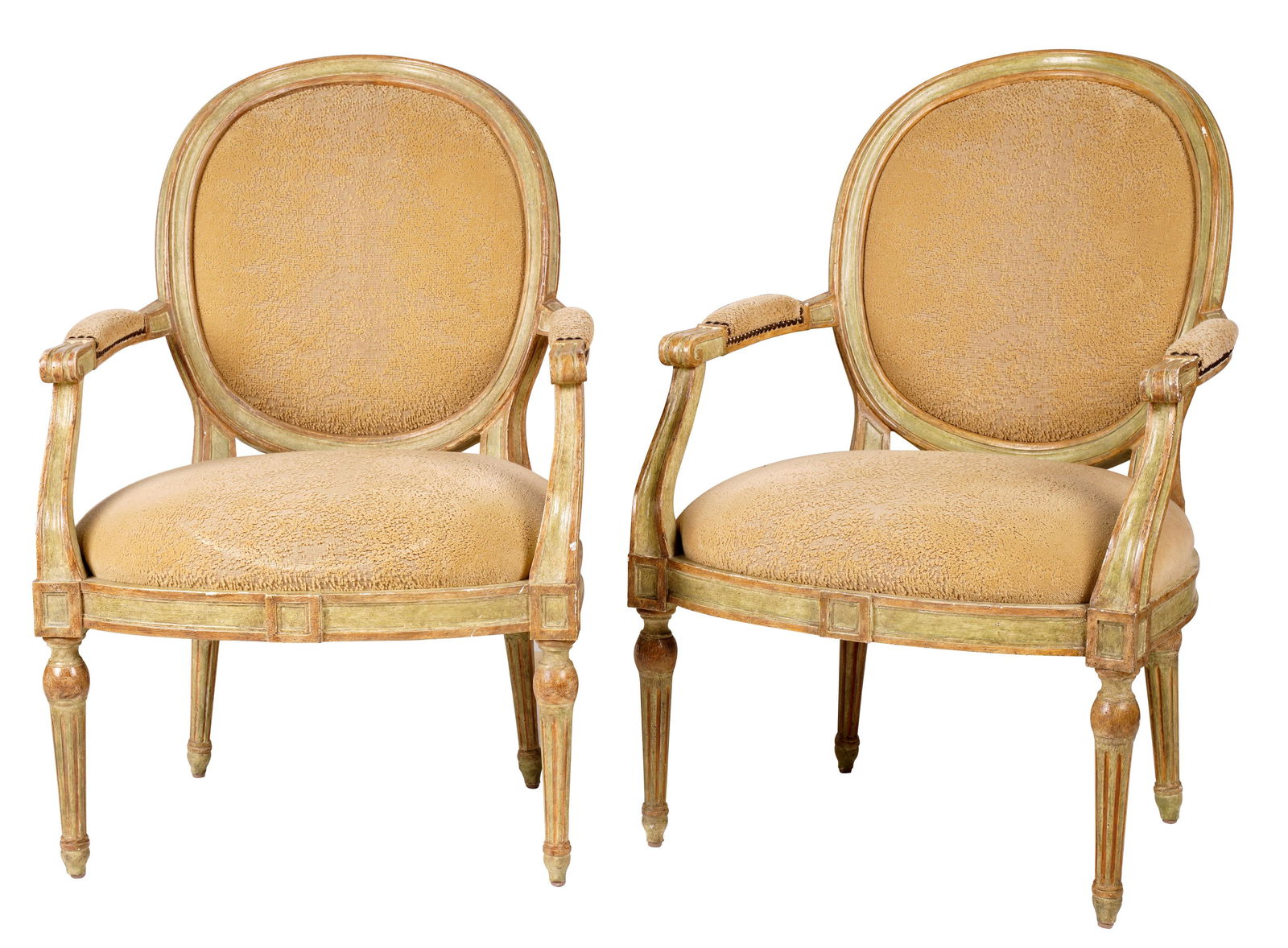 Pair Dennis and Leen Italian Neoclassical-Style Painted Armchairs (1 of 9)