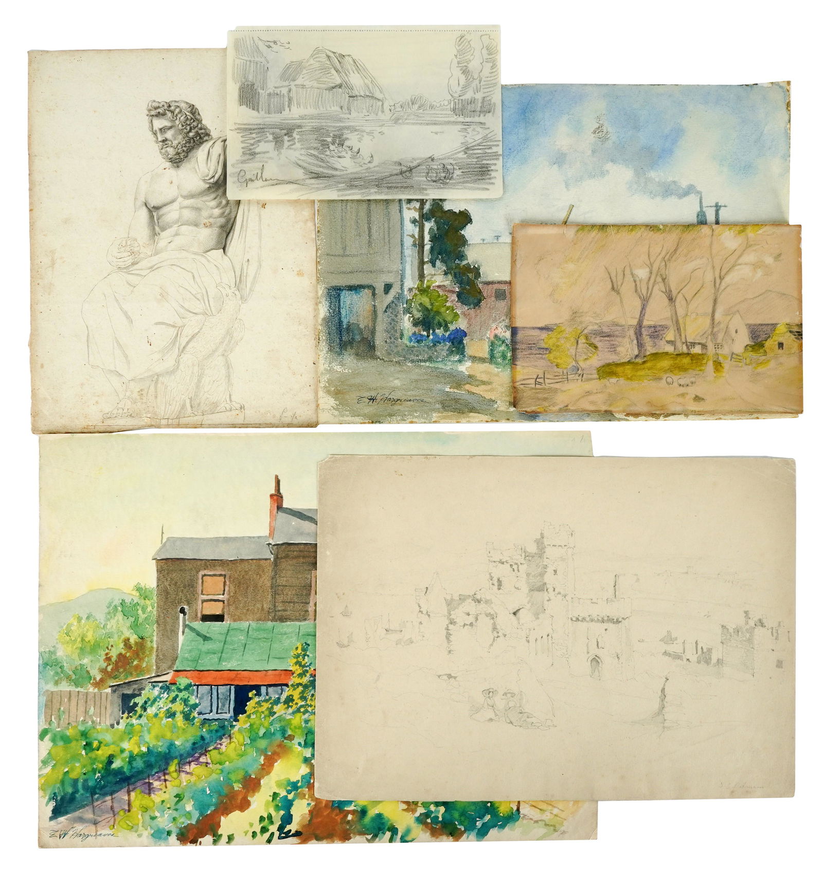 Various Artists: Group of Sketches and one Etching (1 of 12)