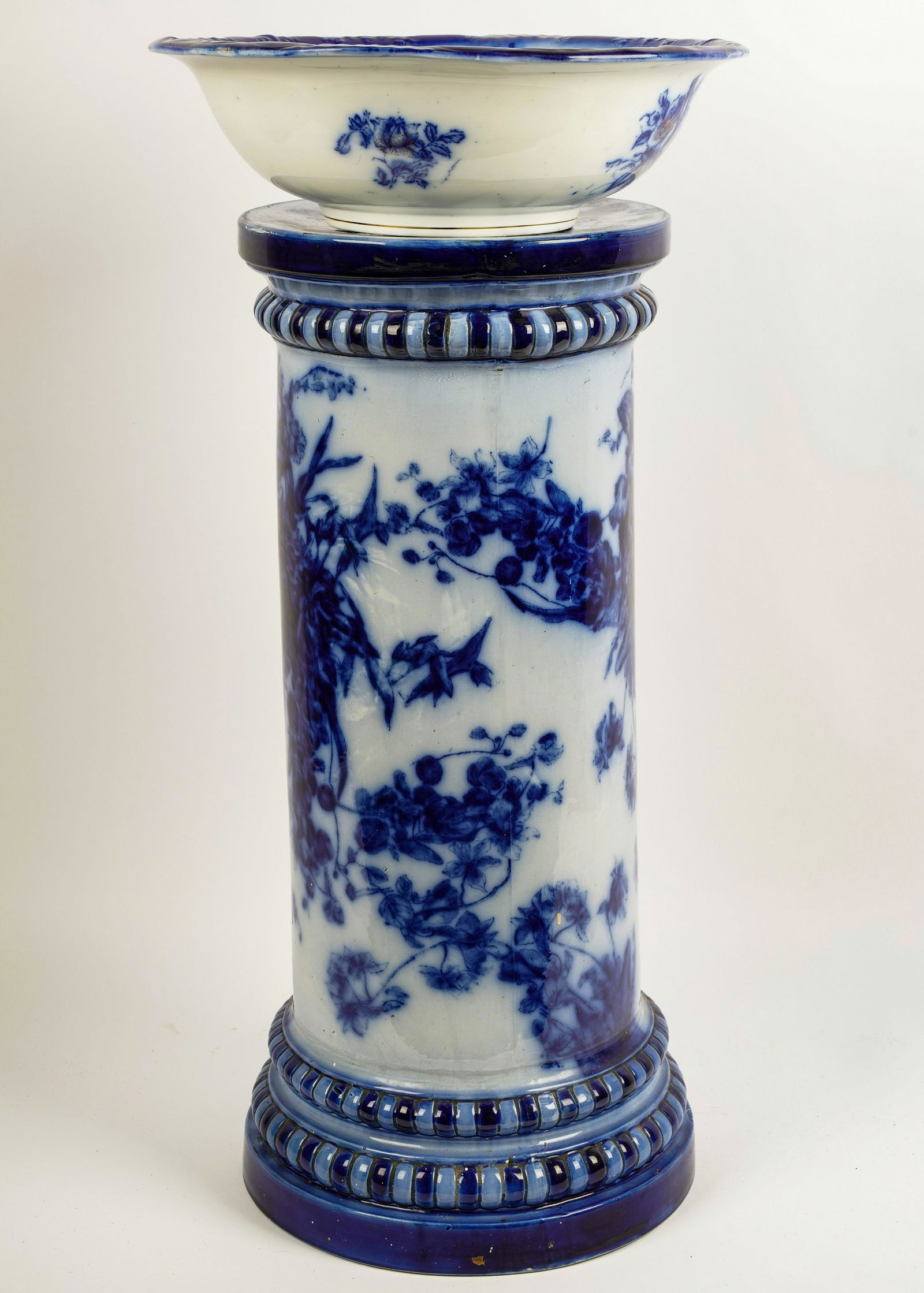 English Flow Blue China Bowl and Pedestal (1 of 13)
