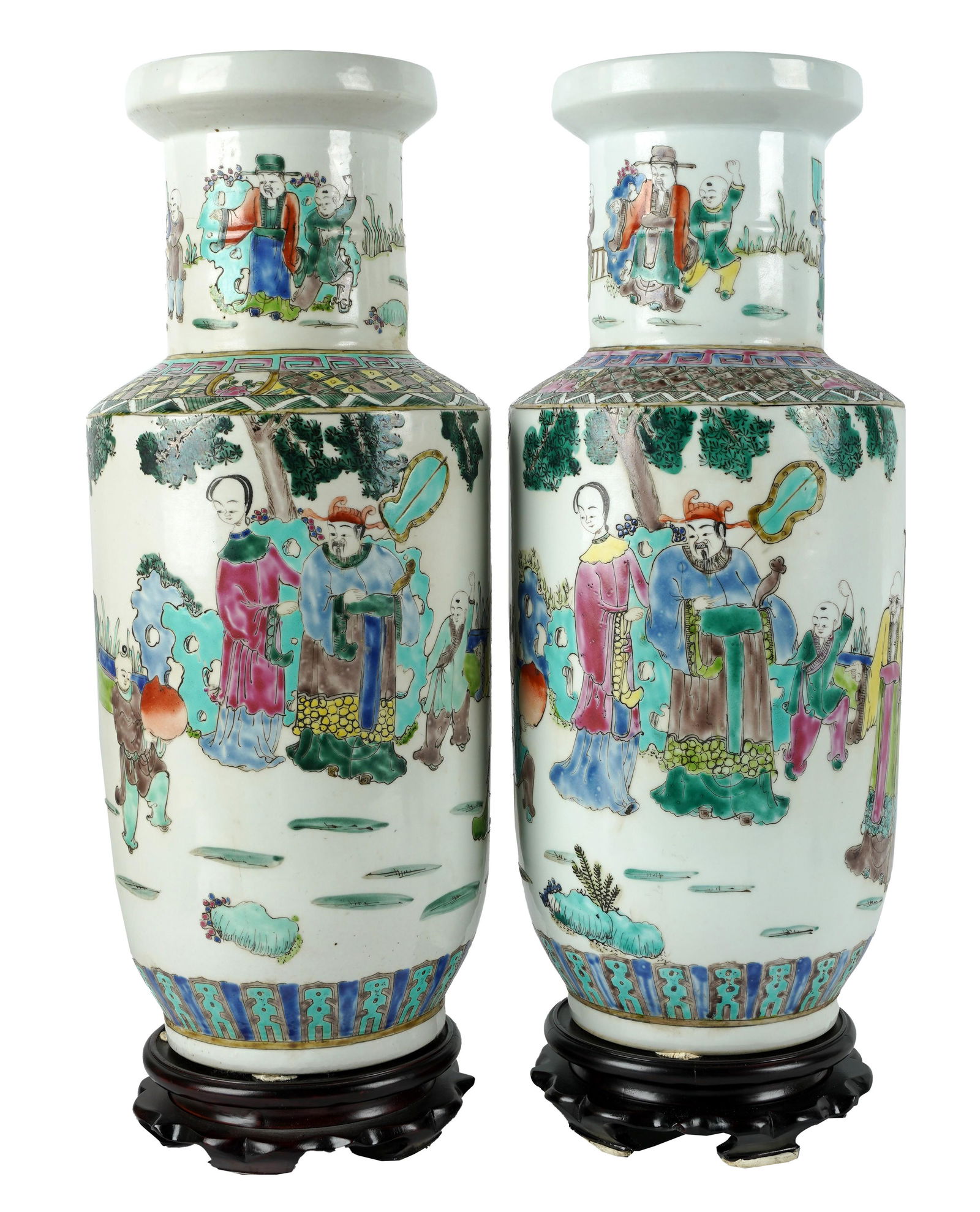 Pair of Chinese Porcelain Rouleau Vases (1 of 10)