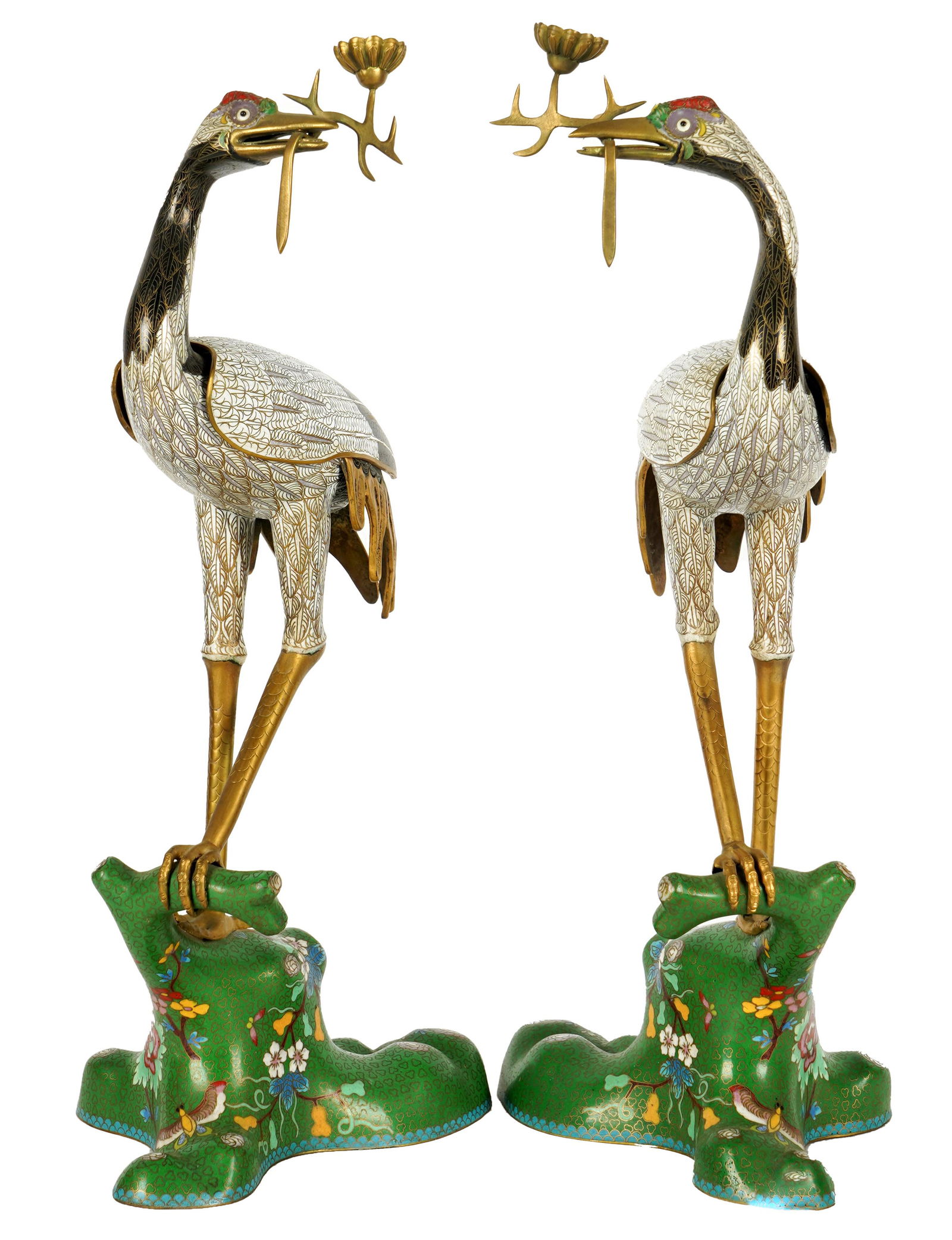 Pair of Asian Cloisonne Crane Figures (1 of 12)