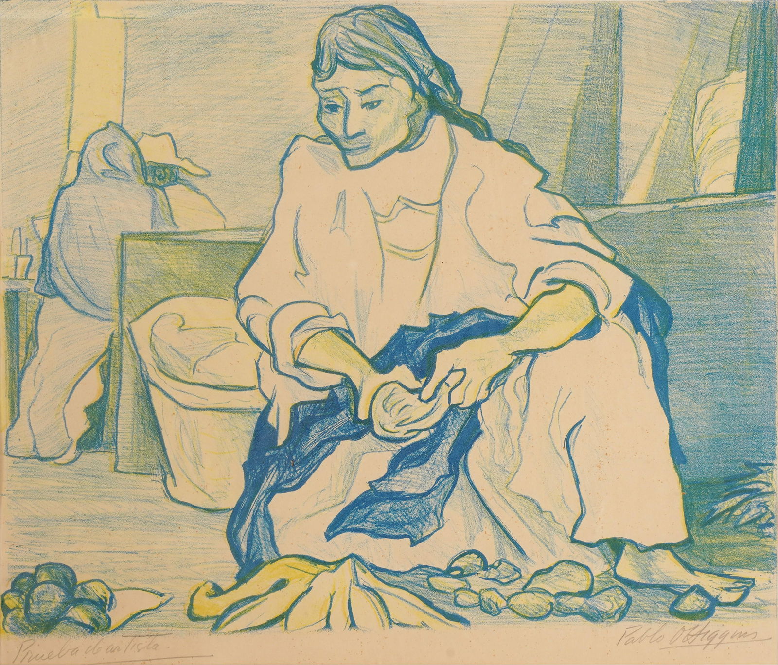 Pablo E O'Higgins (Mexican 1904-1983): Woman with Fruit (1 of 7)