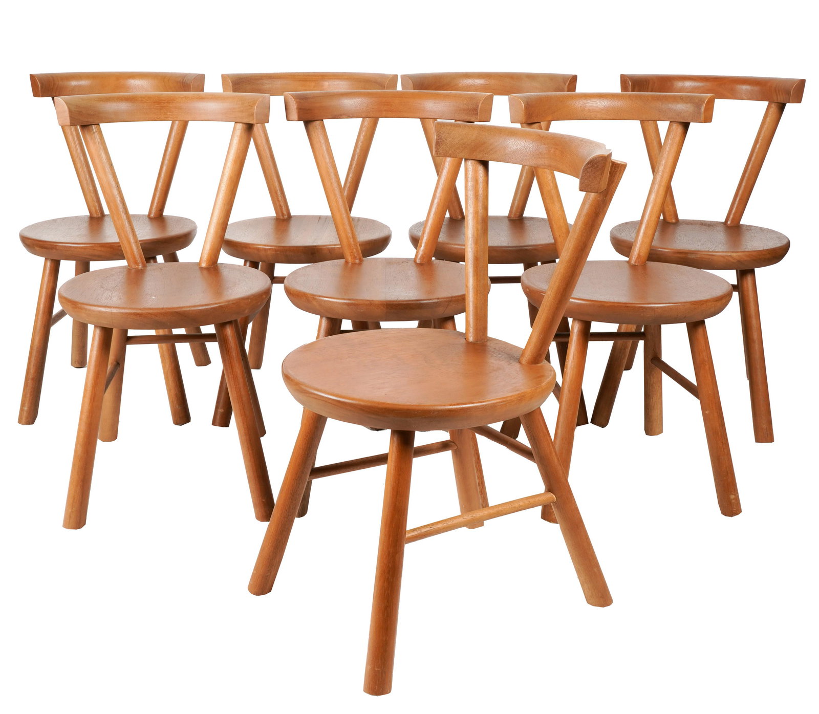 Style of Charlotte Perriand: Set of Eight Dining Chairs (1 of 12)