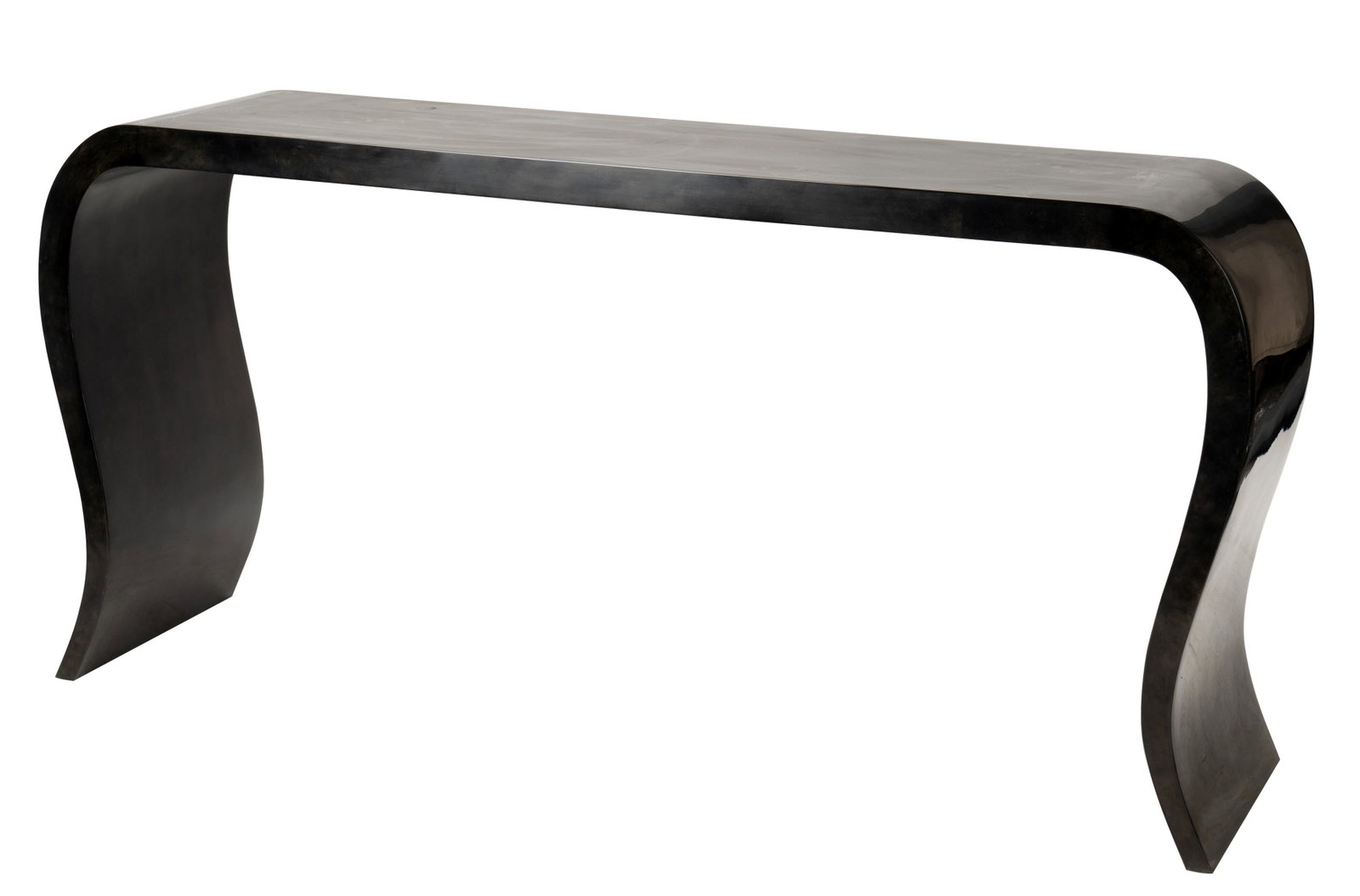 "Topolino" Goatskin Parchment-Veneered Console Table: contemporary; unsigned 33 1/4 x 69 x 17 1/2 in. (84.5 x 175.3 x 44.5 cm.)